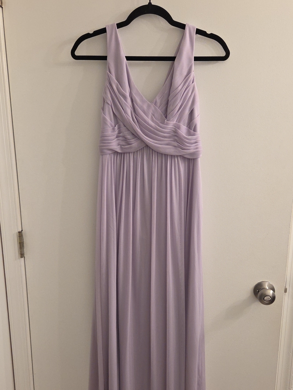 David's Bridal Long Mesh Dress With Cowl Neck Detail In Iris, Size 2